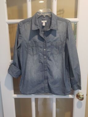 Chico's Jean Shirt w/ 3/4 tab sleeve option Size: M (Chico's 1)